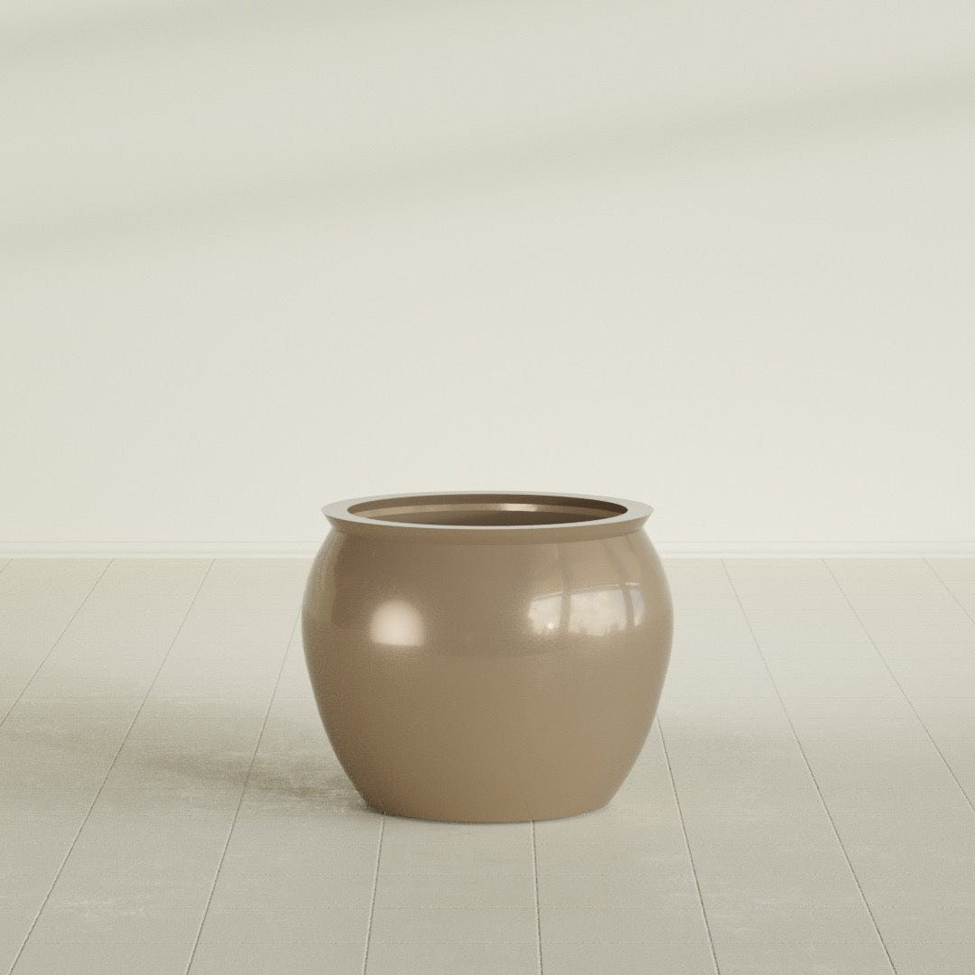 Shanghai Fishbowl Planter in Gloss Metallic Gold, 22", shown empty