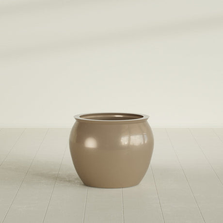 Shanghai Fishbowl Planter in Gloss Metallic Gold, 22", shown empty