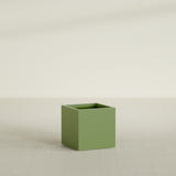 Montroy Cube Planter in Satin Green, 24", shown empty