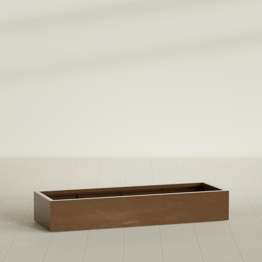 Antwerp Rectangular Planter in Metallic Bronze, 72"L × 24"D × 12"H, shown empty