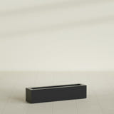 Salon Box Planter in Matte Black, 36" Long, shown empty