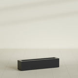 Salon Box Planter in Matte Black, 36" Long, shown empty