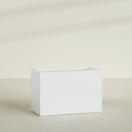 Brisbane Rectangular Planter in Matte Bright White, 48"L × 24"D × 32"H, shown empty