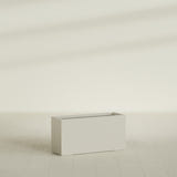 Hollywood Narrow Rectangular Planter in Satin Beige, 36"L × 12"D × 24"H, shown empty