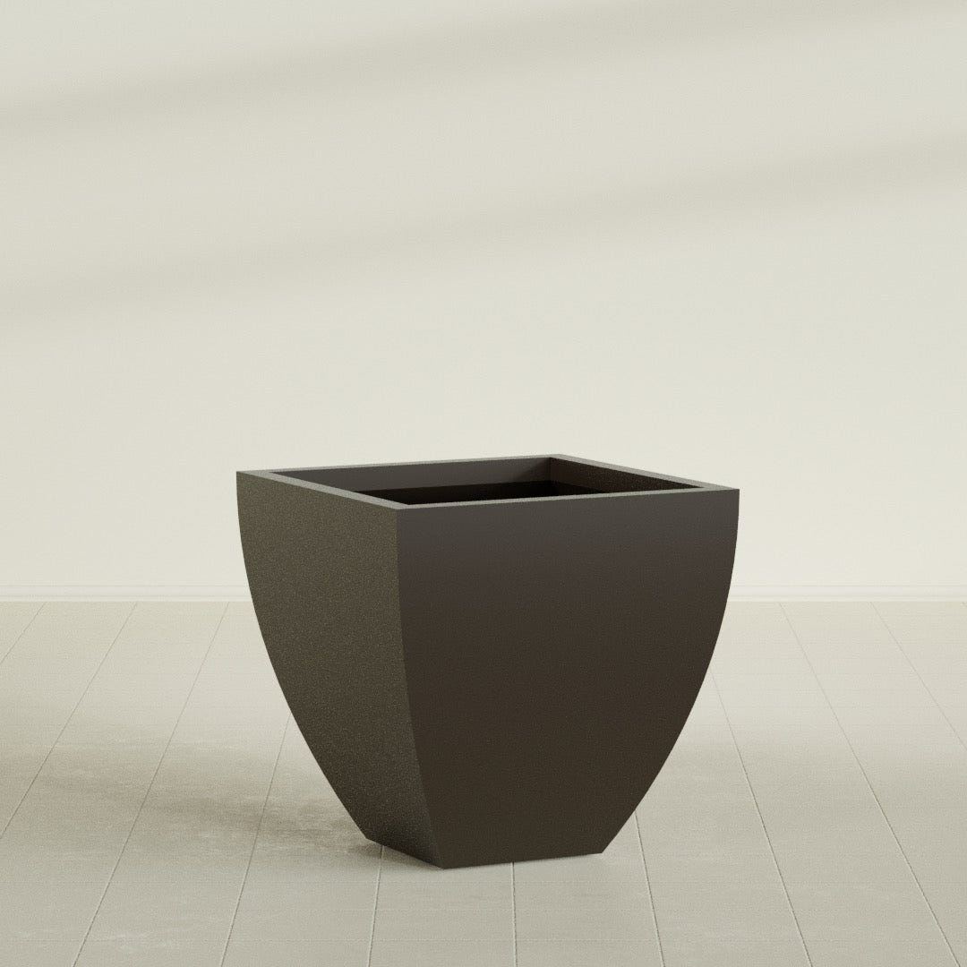 Lima Tapered Square Planter in Matte Dark Brown, 30", shown empty