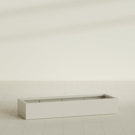 Antwerp Rectangular Planter in Satin Beige, 72"L × 24"D × 12"H, shown empty