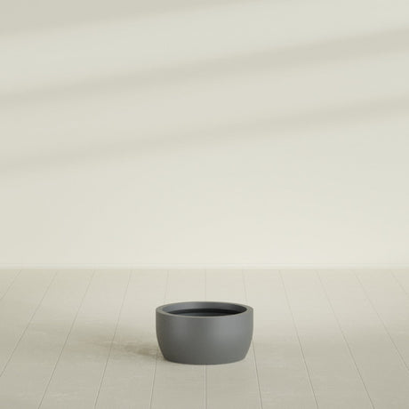 Casablanca Bowl Planter in Matte Gunmetal, 20"D × 10"H, shown empty