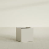 Montroy Cube Planter in Satin Beige, 28", shown empty