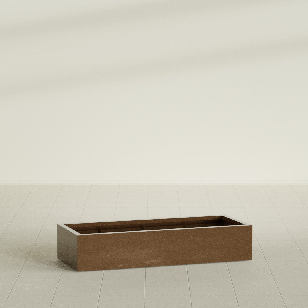 Antwerp Rectangular Planter in Metallic Bronze, 60"L × 24"D × 12"H, shown empty