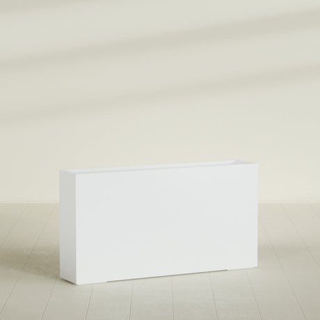 Delray Rectangular Planter in Matte Bright White, 60"L × 12"D × 32"H, shown empty