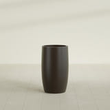 Lisbon tall round tapered fiberglass planter in Matte Dark Brown, 18 in diameter, 32 in high, shown empty