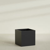Montroy Cube Planter in Matte Black, 48", shown empty