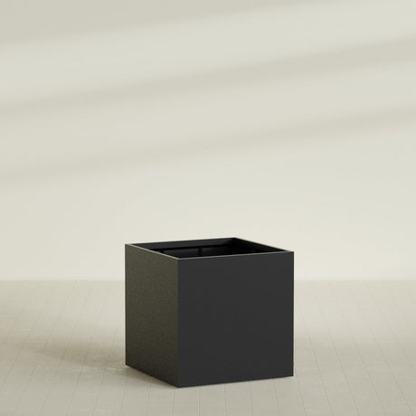 Montroy Cube Planter in Matte Black, 48", shown empty