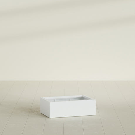 Antwerp Rectangular Planter in Matte Bright White, 36"L × 24"D × 12"H, shown empty