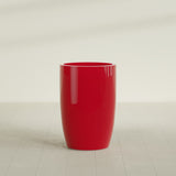Lisbon tall round tapered fiberglass planter in Gloss Red, 24 in diameter, 36 in high, shown empty