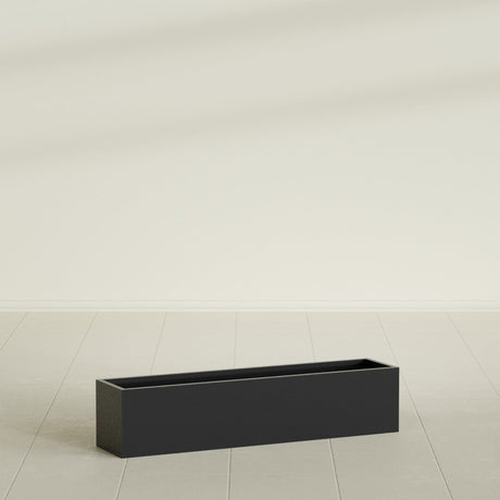 Monaco Rectangle Planter in Matte Black, 32"L, shown empty