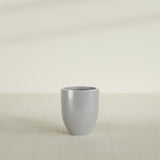 Valencia Tapered Round Planter in Metallic Silver, 15"D × 18"H, shown empty