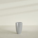 Brannan Tapered Round Planter in Metallic Silver, 18"D × 29"H, shown empty