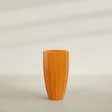 San Jose Tall Fluted Planter in Gloss Tangerine, 22"D × 40"H, shown empty
