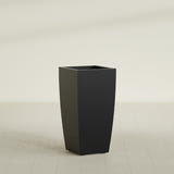 Toulan Tapered Square Planter in Matte Black, 18"W × 36"H, shown empty