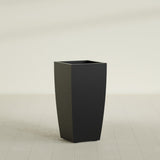 Toulan Tapered Square Planter in Matte Black, 18"W × 36"H, shown empty