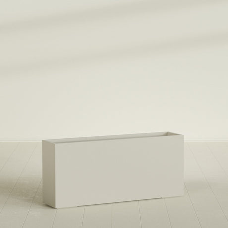 Potsdam Rectangular Planter in Satin Beige, 72"L × 16"D × 32"H, shown empty