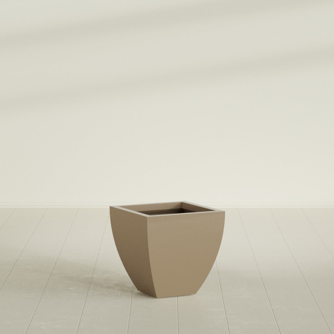 Lima Tapered Square Planter in Gloss Metallic Gold, 20", shown empty