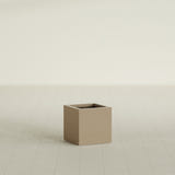 Montroy Cube Planter in Gloss Metallic Gold, 16", shown empty