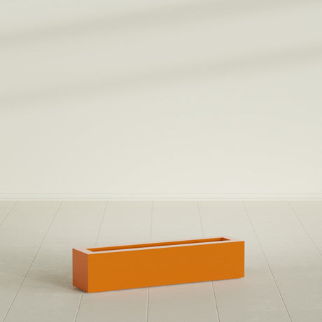 Salon Box Planter in Gloss Tangerine, 36" Long, shown empty