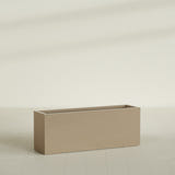 Miami Narrow Rectangular Planter in Gloss Metallic Gold, 48"L × 12"D × 18"H, shown empty