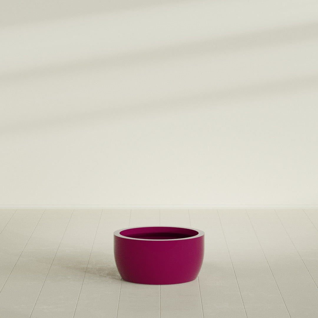 Casablanca Bowl Planter in Gloss Eggplant, 24"D × 12"H, shown empty