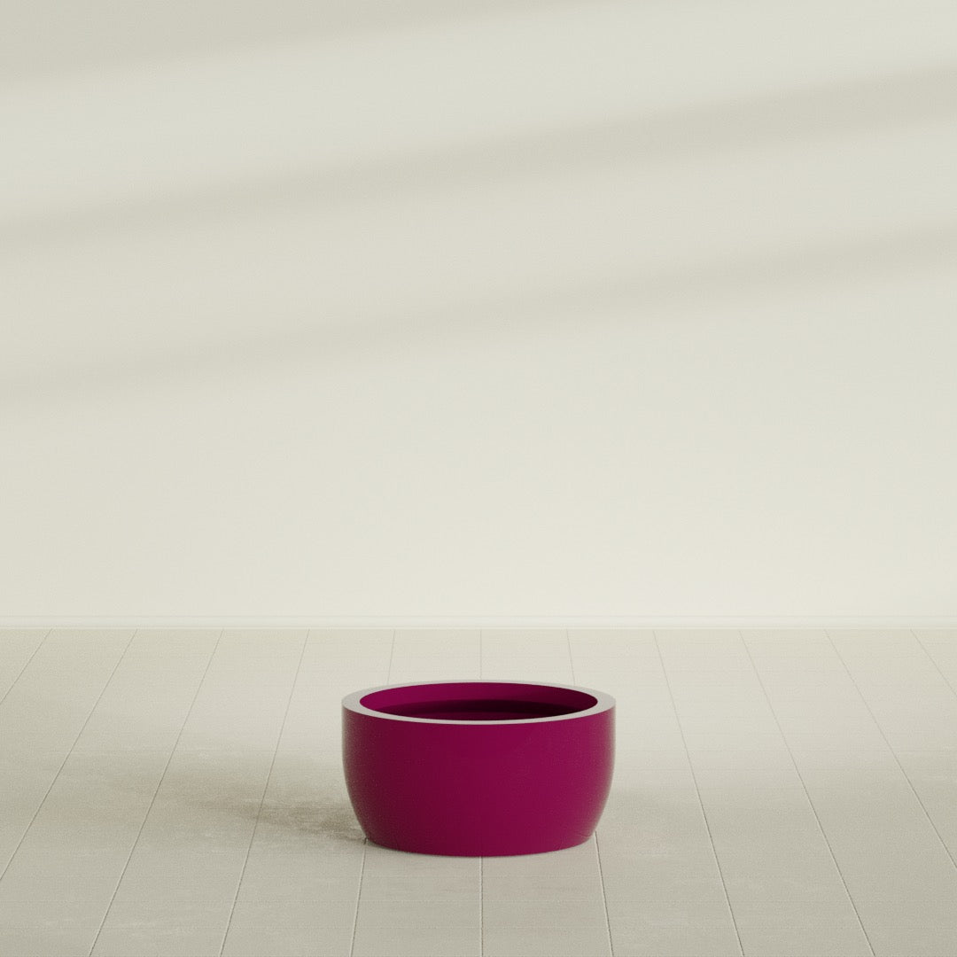 Casablanca Bowl Planter in Gloss Eggplant, 24"D × 12"H, shown empty