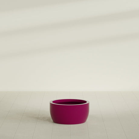 Casablanca Bowl Planter in Gloss Eggplant, 24"D × 12"H, shown empty