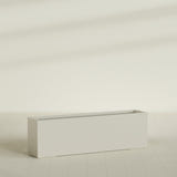 Miami Narrow Rectangular Planter in Satin Beige, 60"L × 12"D × 18"H, shown empty