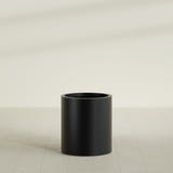 Rio Grande Cylinder Planter in Matte Black, 18"D × 20"H, shown empty