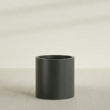 Rio Grande Cylinder Planter in Matte Charcoal, 22"D × 22"H, shown empty