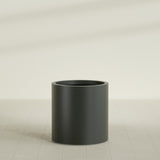 Rio Grande Cylinder Planter in Matte Charcoal, 22"D × 22"H, shown empty