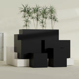 Brisbane Rectangular fiberglass planter in Matte Black, size range, in a sunlit interior