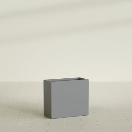 Potsdam Rectangular Planter in Matte Gunmetal, 36"L × 16"D × 32"H, shown empty