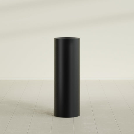Corry Cylinder Planter in Matte Black, 12"D × 36"H, shown empty