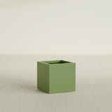 Montroy Cube Planter in Satin Green, 20", shown empty