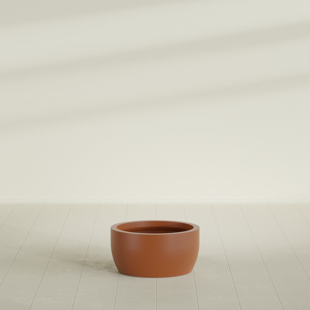 Casablanca Bowl Planter in Matte Terra Cotta, 24"D × 12"H, shown empty