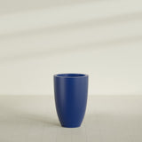 Brannan Tapered Round Planter in Matte Cobalt Blue, 24"D × 35"H, shown empty