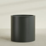 Rio Grande Cylinder Planter in Matte Charcoal, 30"D × 32"H, shown empty