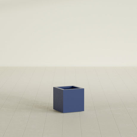 Montroy Cube Planter in Matte Cobalt Blue, 12", shown empty