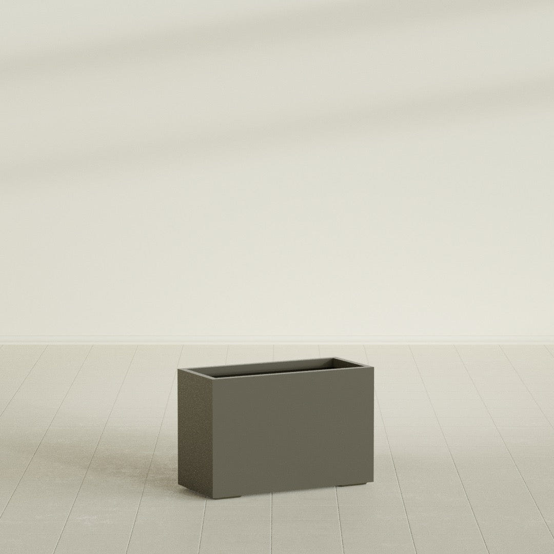 Tolga Rectangular Planter in Matte Bronze, 36"L × 16"D × 24"H, shown empty