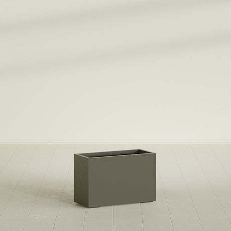 Tolga Rectangular Planter in Matte Bronze, 36"L × 16"D × 24"H, shown empty