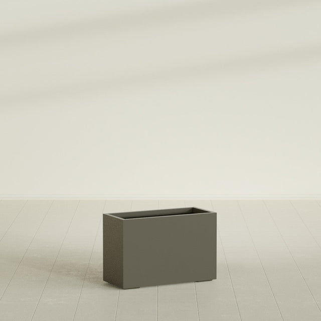 Tolga Rectangular Planter in Matte Bronze, 36"L × 16"D × 24"H, shown empty