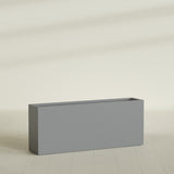 Hollywood Narrow Rectangular Planter in Matte Gunmetal, 60"L × 12"D × 24"H, shown empty
