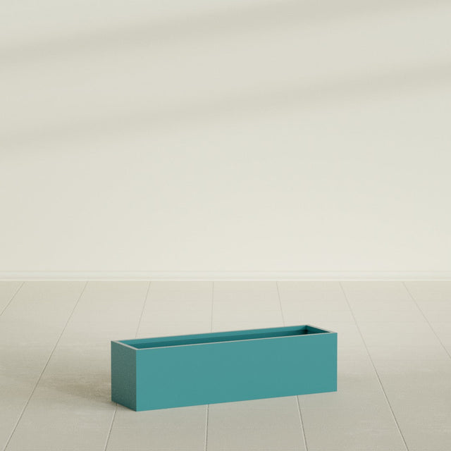Monaco Rectangle Planter in Satin Seafoam Green, 26"L, shown empty